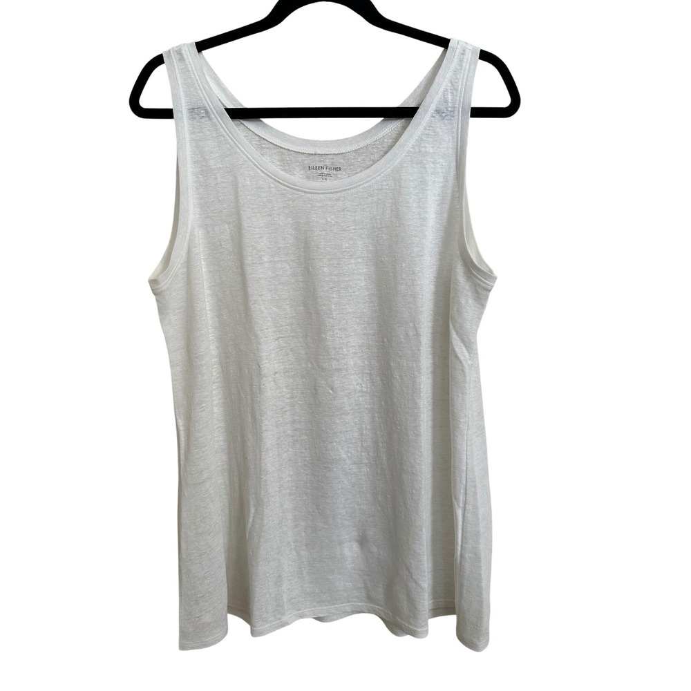 Eileen Fisher Organic Linen Knit Scoop Neck Tank Top White L